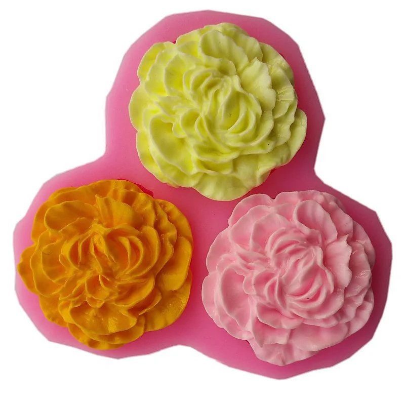 

Peony Flower Silicone Molds Wedding Cake Decorating Fondant Cake Decorating Tools Soap Resin Clay Candy Chocolate Gumpaste Molds, Random color