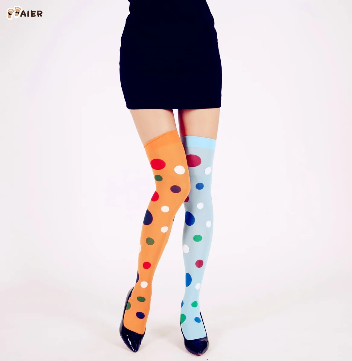 

2020 Aier Stock Carnival clown joker dot halloween stockings for women, As pic