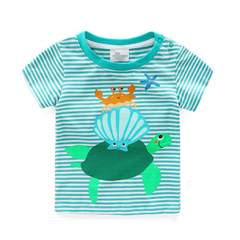 

Summer Children T-shirt Boy Short Sleeve Cartoon Design Cotton Kids Casual T-shirt, Green