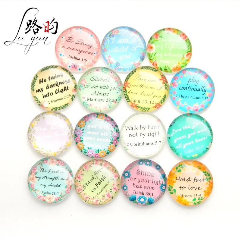 

15pcs 40mm Inspirational Christian Magnets Cheap Refrigerator Magnet Sheet For Home Decor Round Fridge Magnet