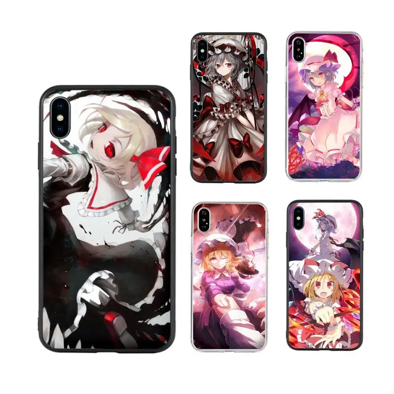 

anime touhou scarlet eyes art capas hot selling cute Phone Case for iPhone X XR Xs Max 11 11Pro 11ProMax 12 12pro luxury fundas, Black/transparent