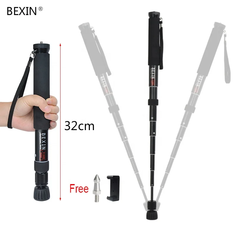 

BEXIN wholesale camera accessories oem go pro telescoping camera poles compact pocket Single leg bracket support mini monopod, Black