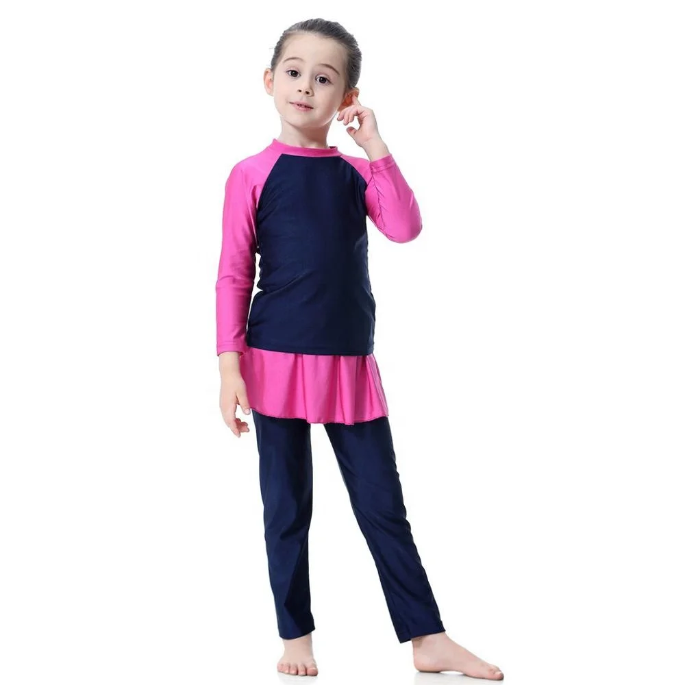 

2020 Muslim Kid Beachwear Islamic Swimsuit Young Girl Traditional Fashion Girls Muslim Swimwear