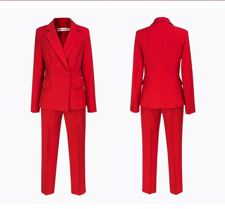 

High quality and fashionable red women's suit customized by Chinese manufacturers