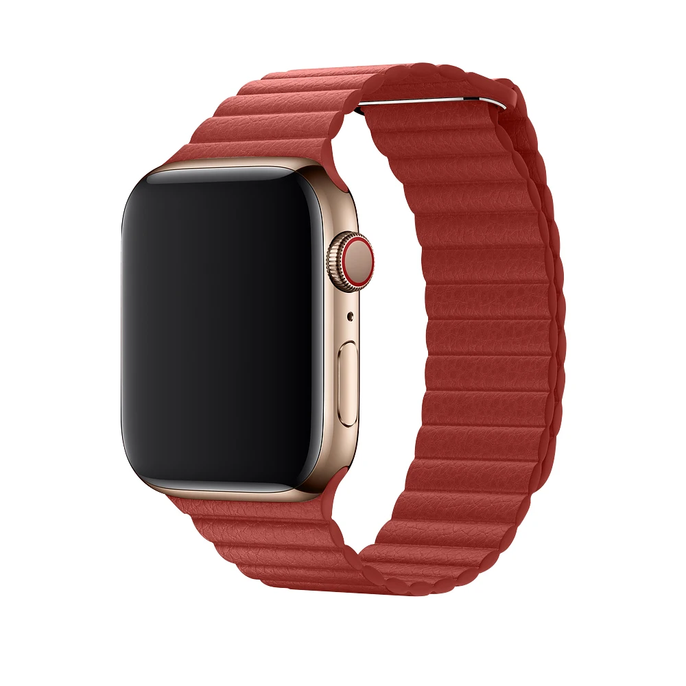 

Shenzhen Factory price high quality Apple loop magnetic leather strap with Custom Apple watch band