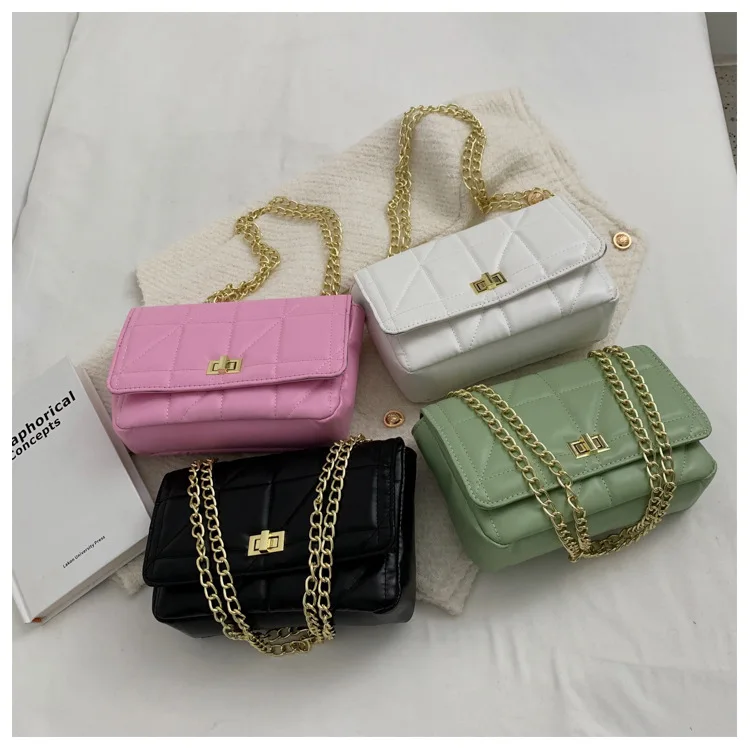 

2022 summer new rhombus chain shoulder small square bag fashion texture crossbody bag, Colors