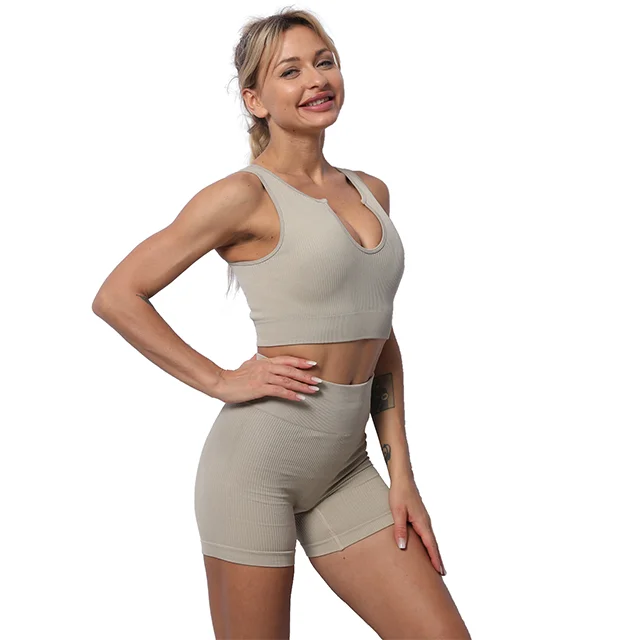 

Hot Sale Summer Outdoor Sports Fitness Clothes Running Bra Shorts Suit Yoga Wear2021