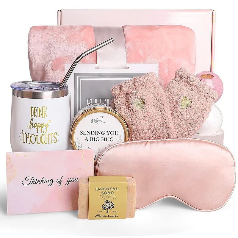 

Self Care Gifts for Women Thinking of You Unique Birthday Bridesmaid Gift Luxury Flannel Blanket Relaxing Spa Gift Box Basket