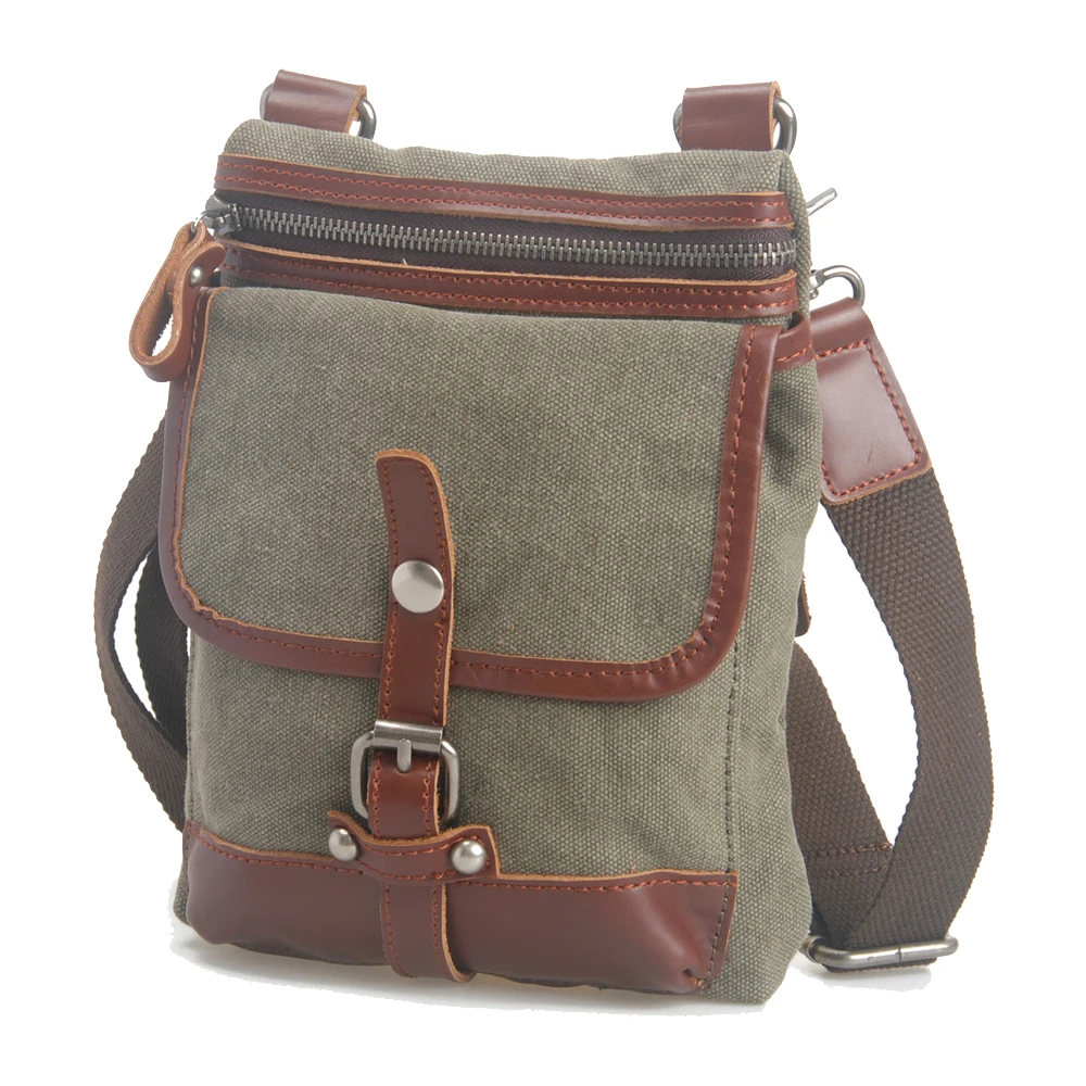 

8572 Vintage Small Canvas Convertible Waist Belt Bag Crossbody Mobile bag, Army green