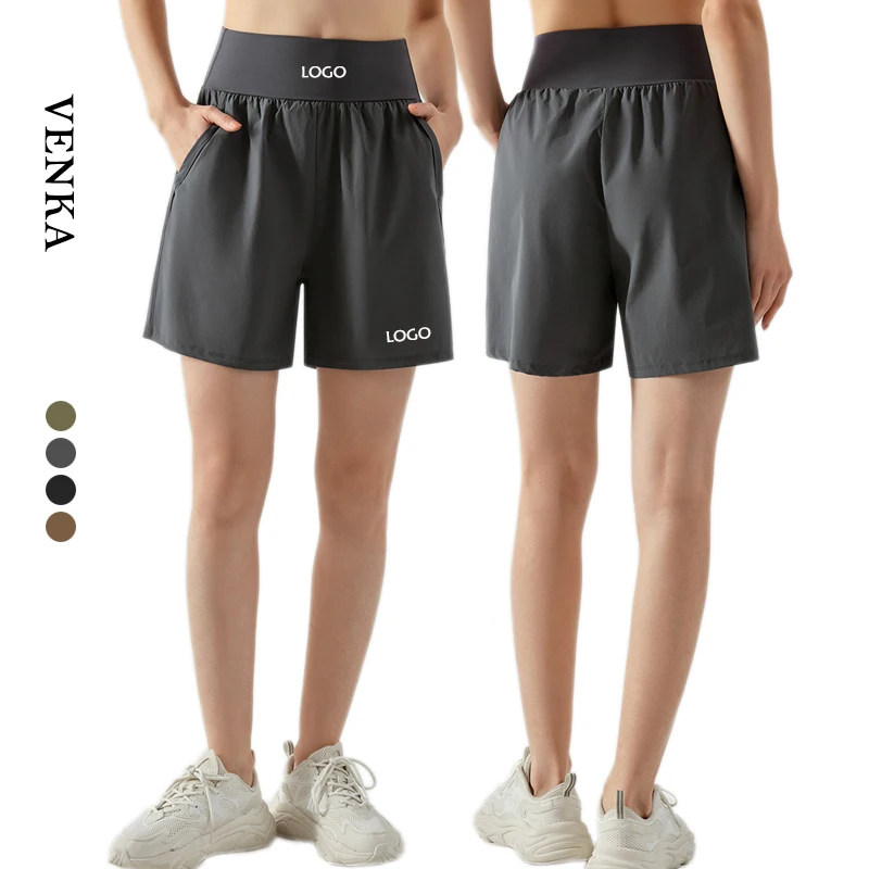 

2023 Ladies Workout Shorts High Elastic Waist Soft Fabric Quick Drying Shorts Plus Size Loose Side Pockets Women shorts