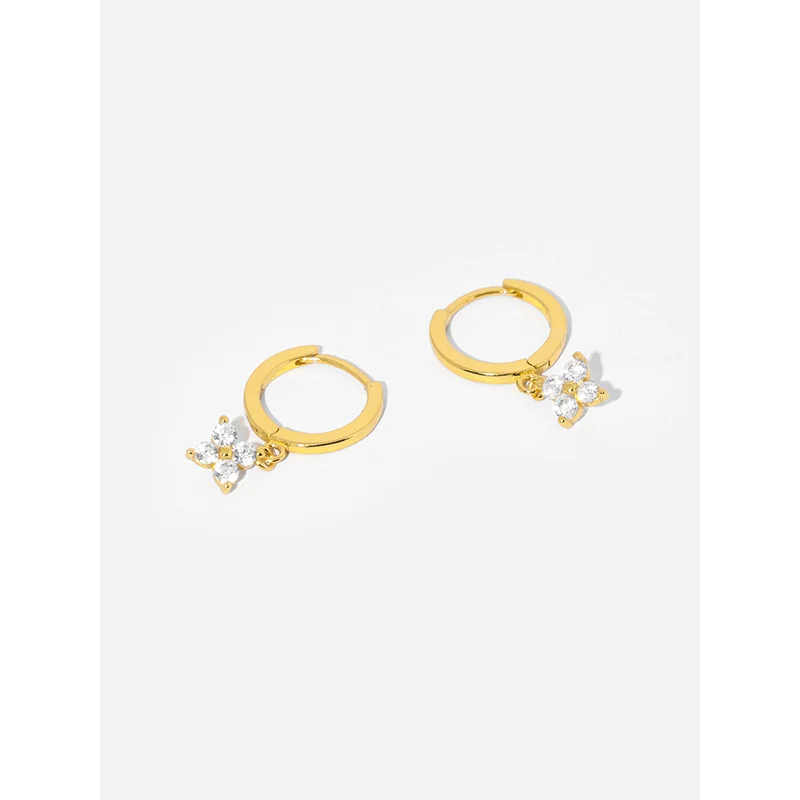 

Popular 18k Gold Plated Hoop Earrings Silver 925 Sterling Geometry Micro Zircon Dangle Drop Earrings for Women