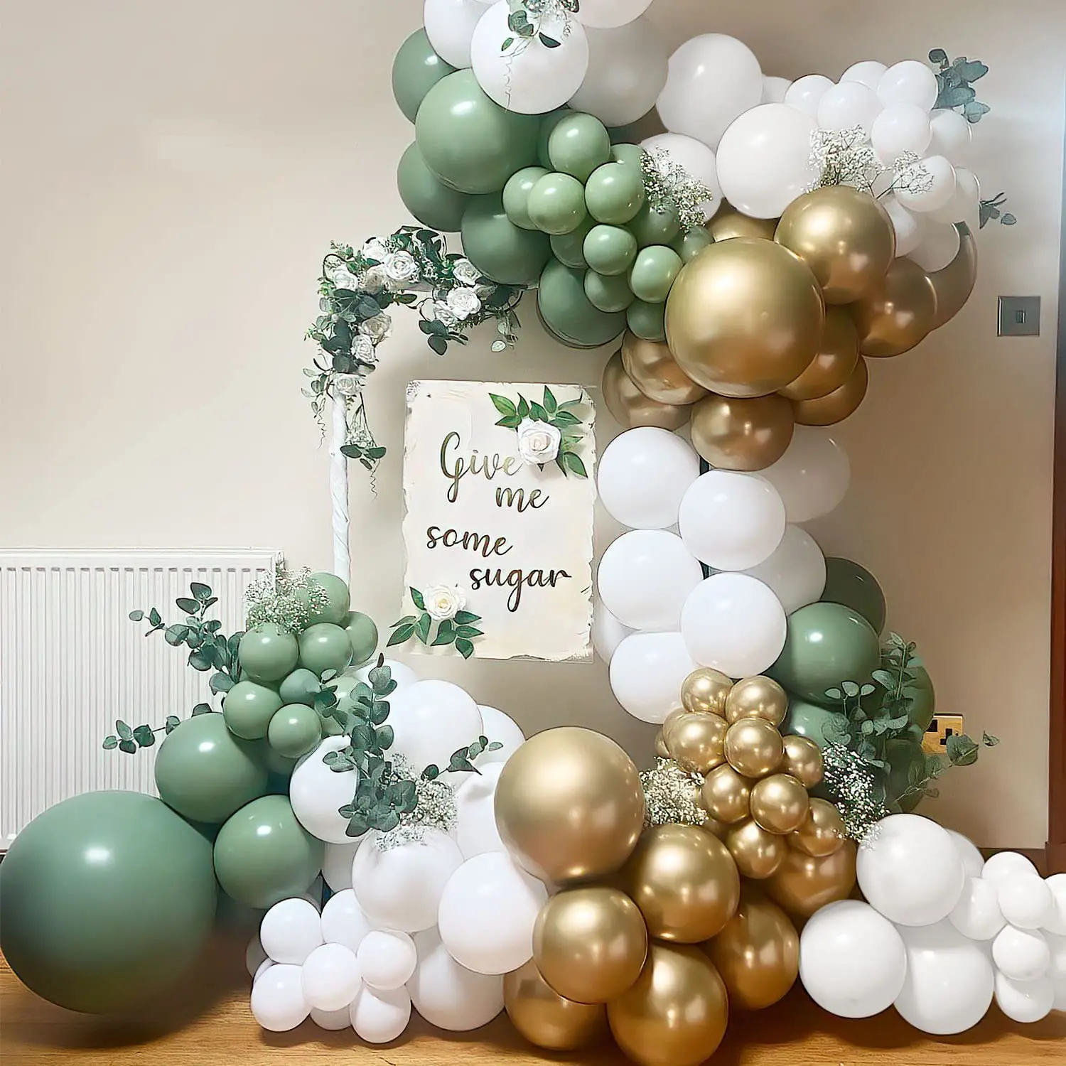 

Wedding Hawaiian Birthday Party Balloons Decorations 113pcs New Retro Color Bean Paste Green Balloon Arch Garland Kit