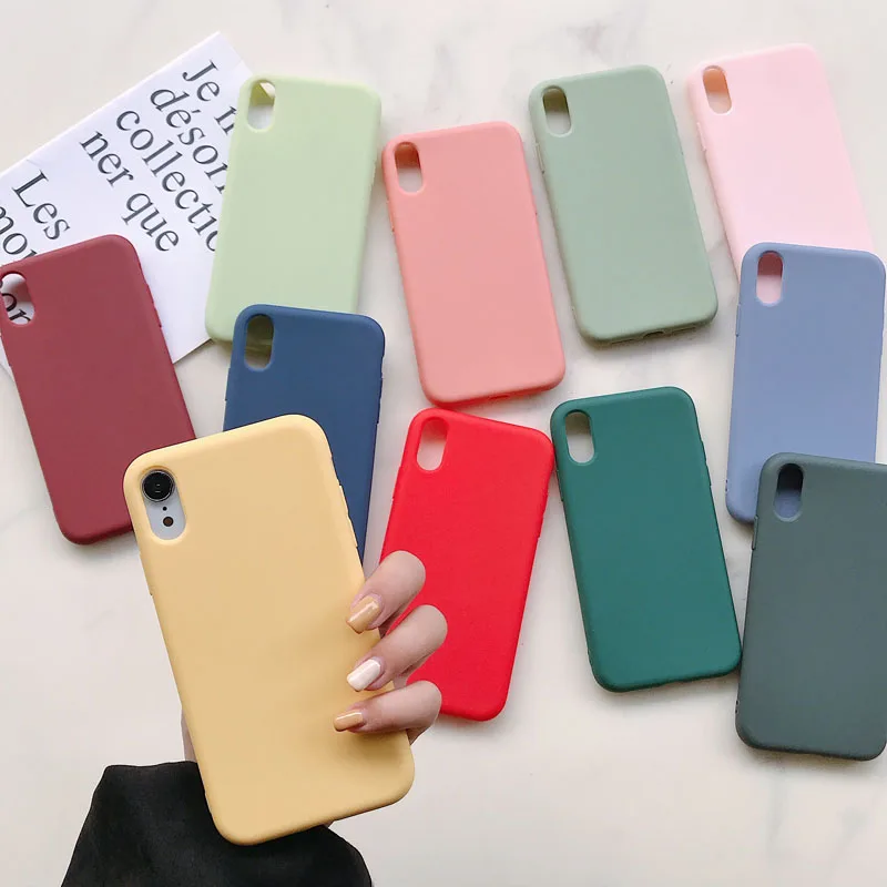

Silicone Phone Case for iPhone 11 12 Pro Max mini Luxury Soft Candy Cover for iPhone iPhone XR XS X 6 6S 7 8 Plus Cases