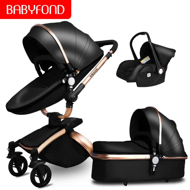 

CE standard luxury high landscape stroller gold frame 0-3 years old baby 2 in 1 baby stroller send gifts