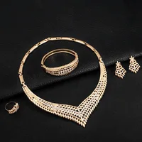 

Women African Fashion Jewelry Sets Necklace Bangle Luxury Saudi 18K Gold Plated Dubai Red Crystal Wedding Bridal Jewelry Set