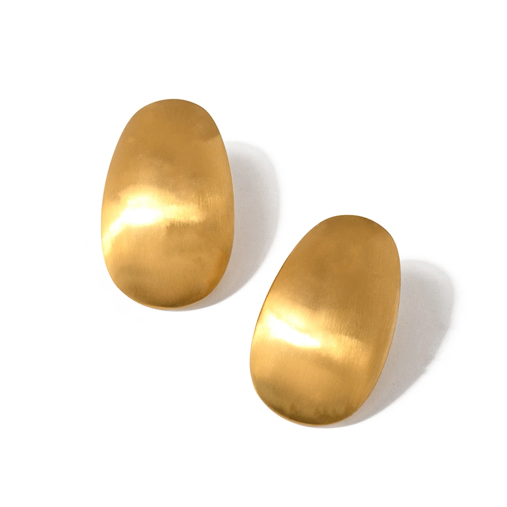 

J&D New Stainless steel 18k gold plated hypoallergenic Earrings Minimalist Oval Stud Earrings Jewelry