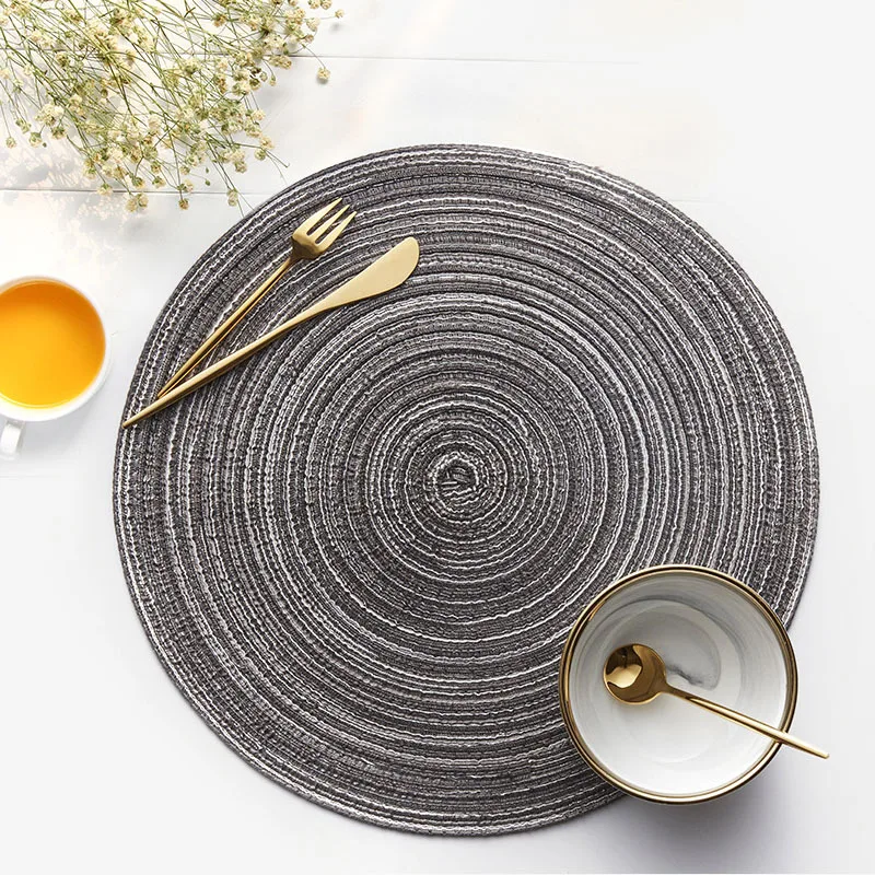 

Handmade Cotton 14 Inch Washable Round Braided Macrame Woven Rattan Placemats Table Mat Mats & Pads,mats & Pads Dining Room PVC, Multi colour