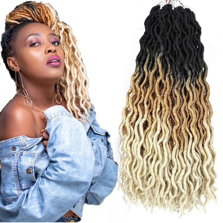 

Wholesale Cheap Wavy Gypsy Locs Crochet Hair Extensions Gypsy Wave Locks Braiding Hair Ombre Color Synthetic Fiber Faux Locs