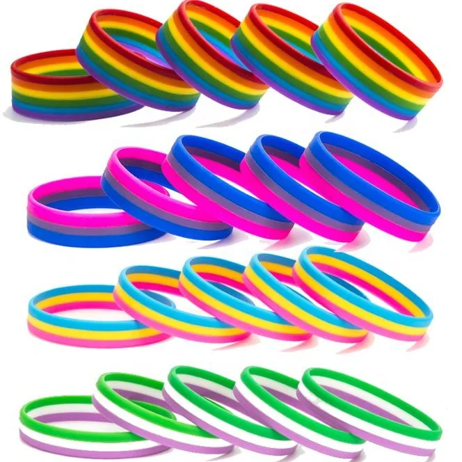 

LGBT Pride Rainbow Pansexual Asexual Genderqueer Bisexual Silicone Rubber Bracelets Gay Lesbian Wristband