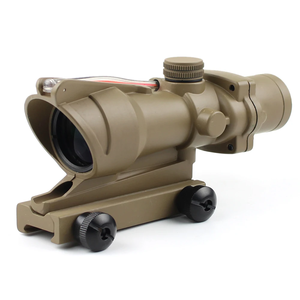 

Hunting Scope ACOG 4X32 Red Dot Sight Real Red Green Fiber Optic Riflescope with Picatinny Rail for M16 Rifle, Sand