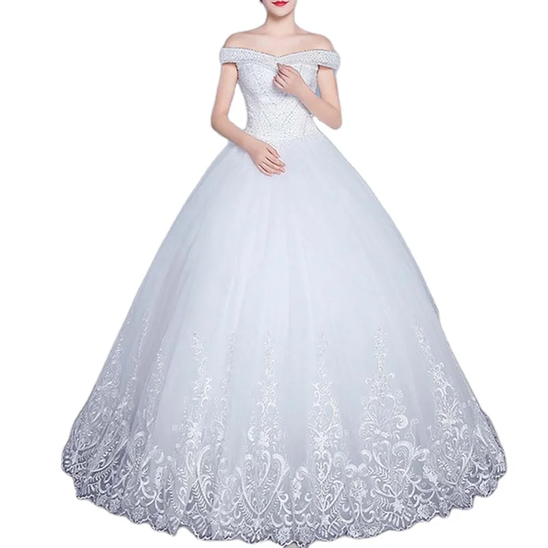 

New Product traditional style brand design white wedding dress season must have