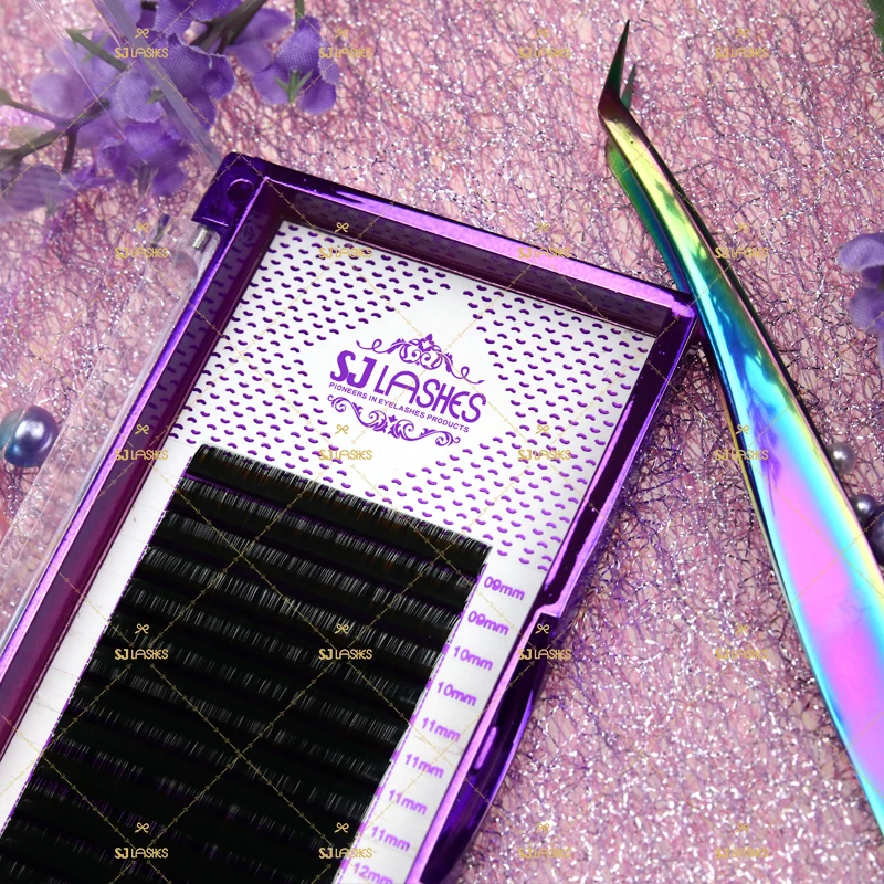 

foil back custom silk lashes extensions handmade fans easy fanning lashes custom eyelash tray 0.03/0.05/0.07 brand private label