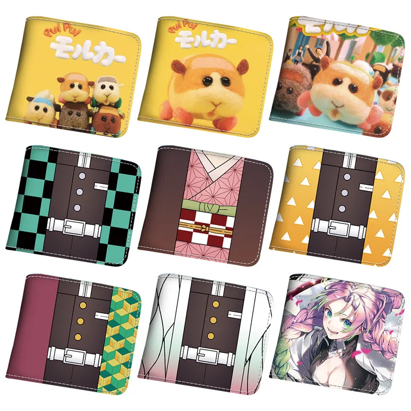 

Cartoon Kimetsu no Yaiba Short PU Folding Purse Anime Demon Slayer Leather Wallet, Picture shows