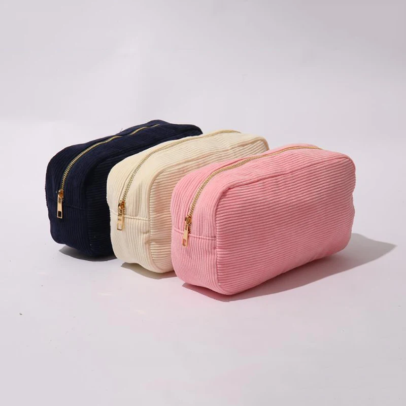

Color corduroy cosmetic bag lipstick bag three-dimensional portable large-capacity storage bag customizable letter patch, Customized color