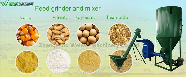 Weiwei Agricultural Equipment Feed Processing Feed Grinder and Mixer 500KG