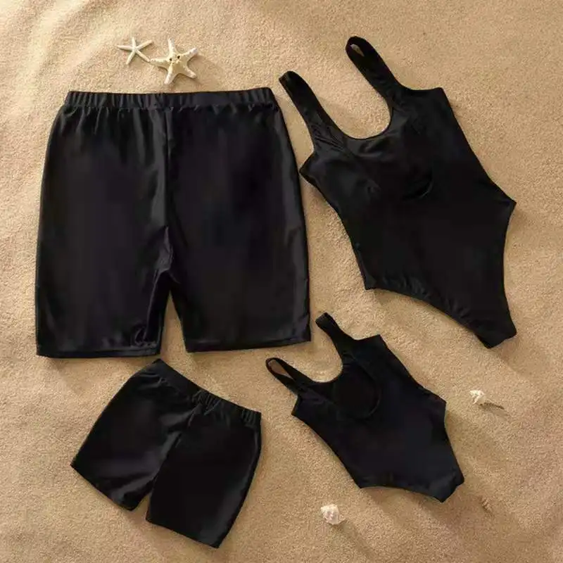 

hot sale family swimwear high quality beachwear solid customize color