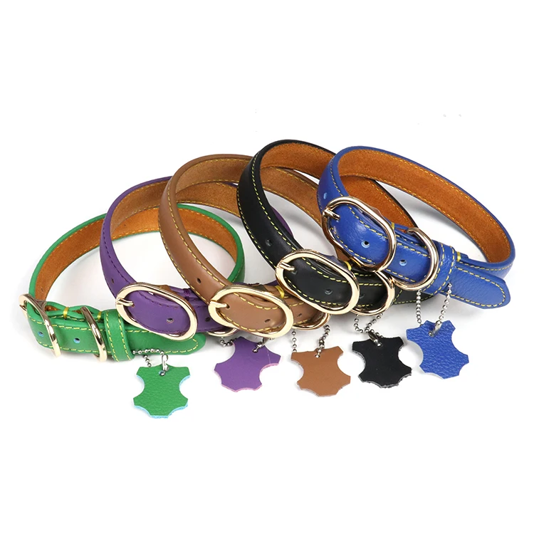 

Genuine Leather Dog Collar Soft and Durable Real Cow Leather Made Pet Training Outdoor Sports Collars