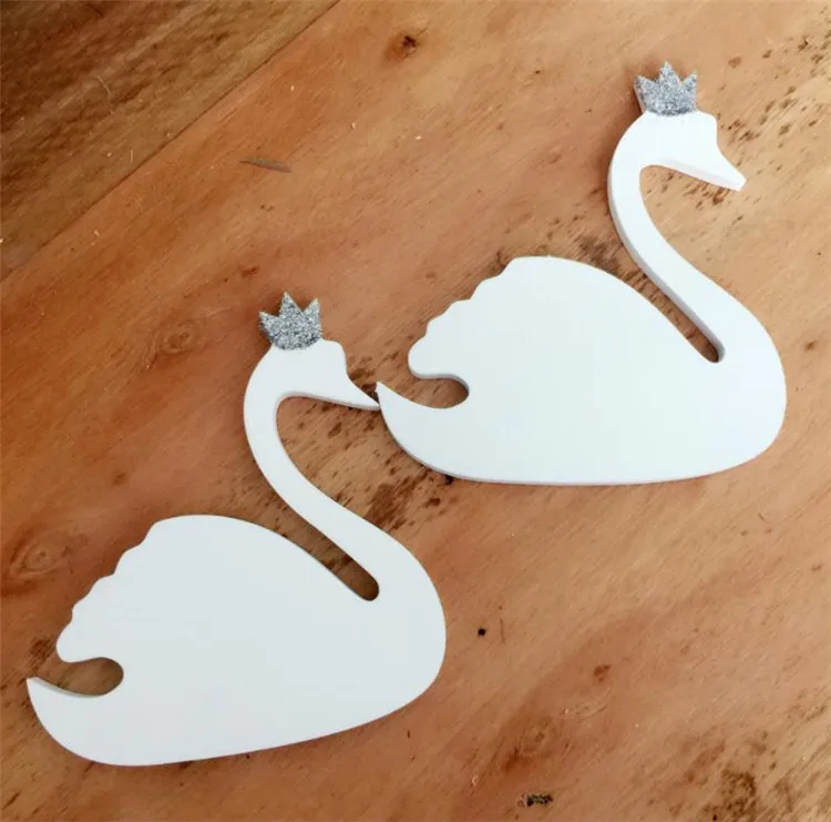 Cute Swan Wooden Clothes Hooks Hanger Wall Decor Children Bedroom Ornaments 