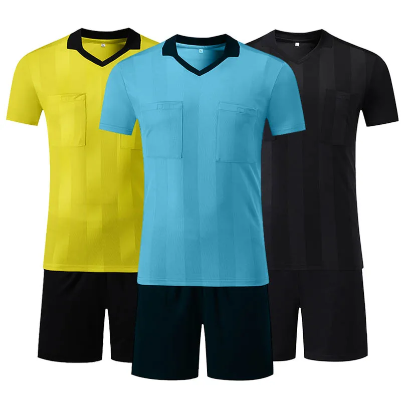 

New Customized Referee Soccer Jersey Set Whistle Shirt Sets 100% Polyester Judge Uniform Sports Jersey Suit, Accept custom made color