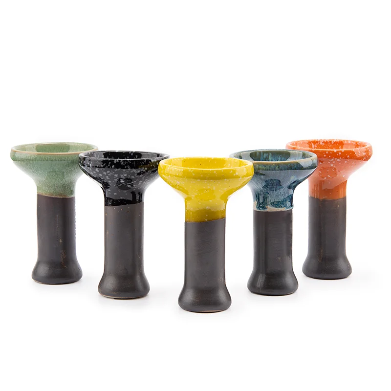

New Design Factory Wholesale Mix Colors Clay Ceramic Phunnel Hookah Bowl Shisha Head Chicha Accessories For Smoking Narguile, Orange,blue,green, yellow,black