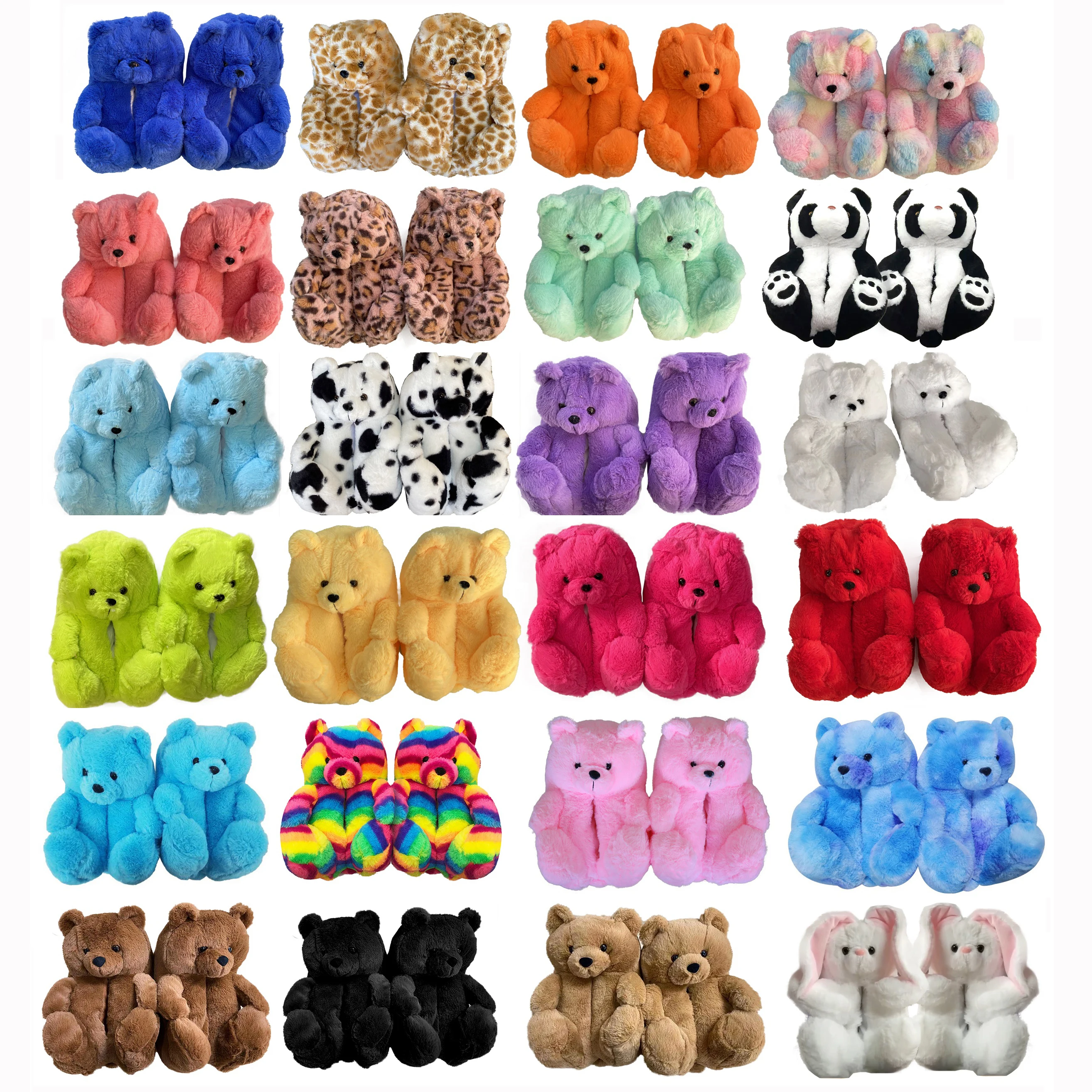 

2022 New Teddy Bear Slippers Fluffy Warm Faux Fur Soft Indoor Style Winter House Teddy Bear Slippers for Women Girls, Colors of teddy bear slippers for women girls