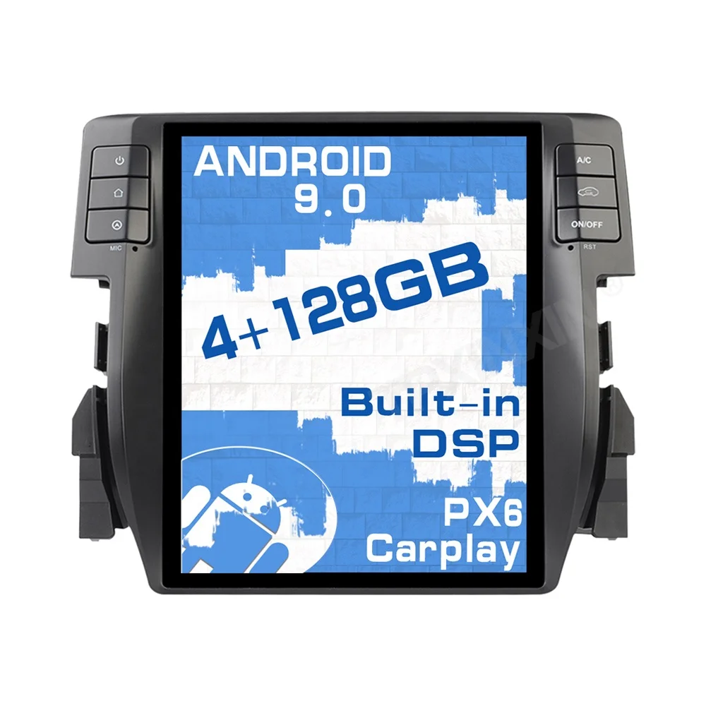 

For Honda Civic 2016 - 2019 Android 9.0 Tesla Style HD Car Radio GPS Navigation Multimedia Player