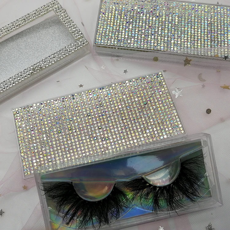 

Cosmetic Makeup Tool Bling Diamond Lashcases Rhinestone Lashbox Package 3D 5D 25MM Eyelashes Vendor, Custom color