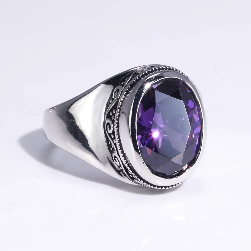 

New Arrival Real 925 Sterling Silver Rings For Women With Zircon Stone Amethyst Ruby Garnet Vintage Flower Engraved Jewelry