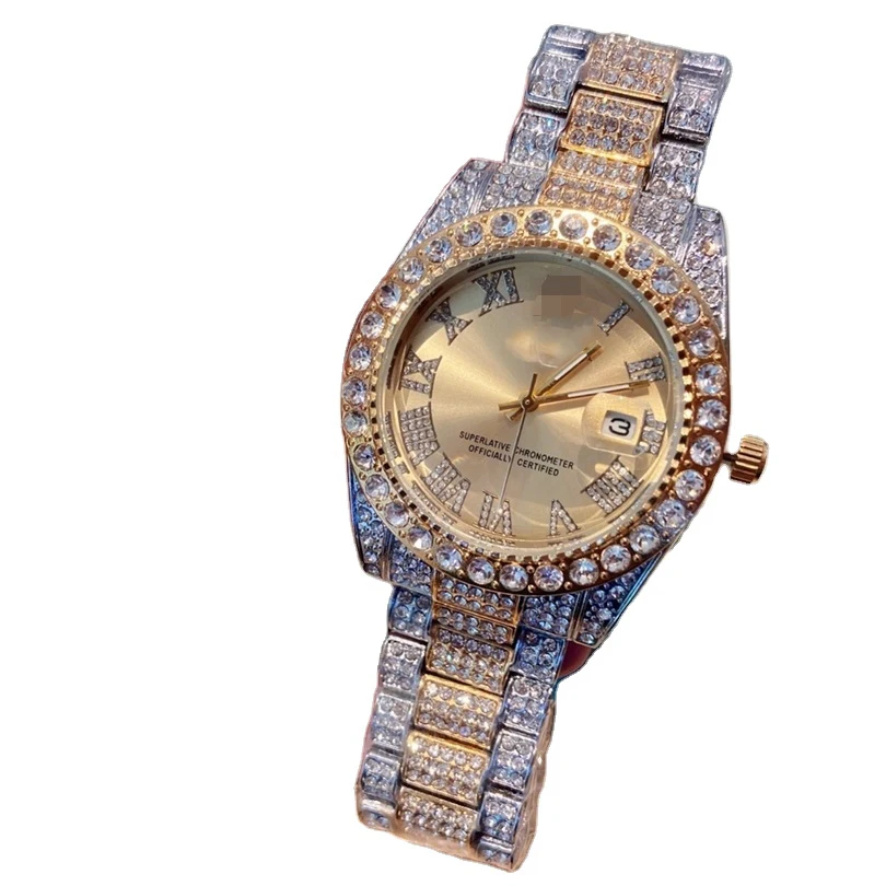 

New Luxury Brand Fashion Diamond Quartz Women's Watches Black Clock Dial Diameter 42mm Butterfly Clasp