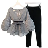 

Korean Ladies Pant Sets Fashion Lady Pant Suit Women Clothing Set