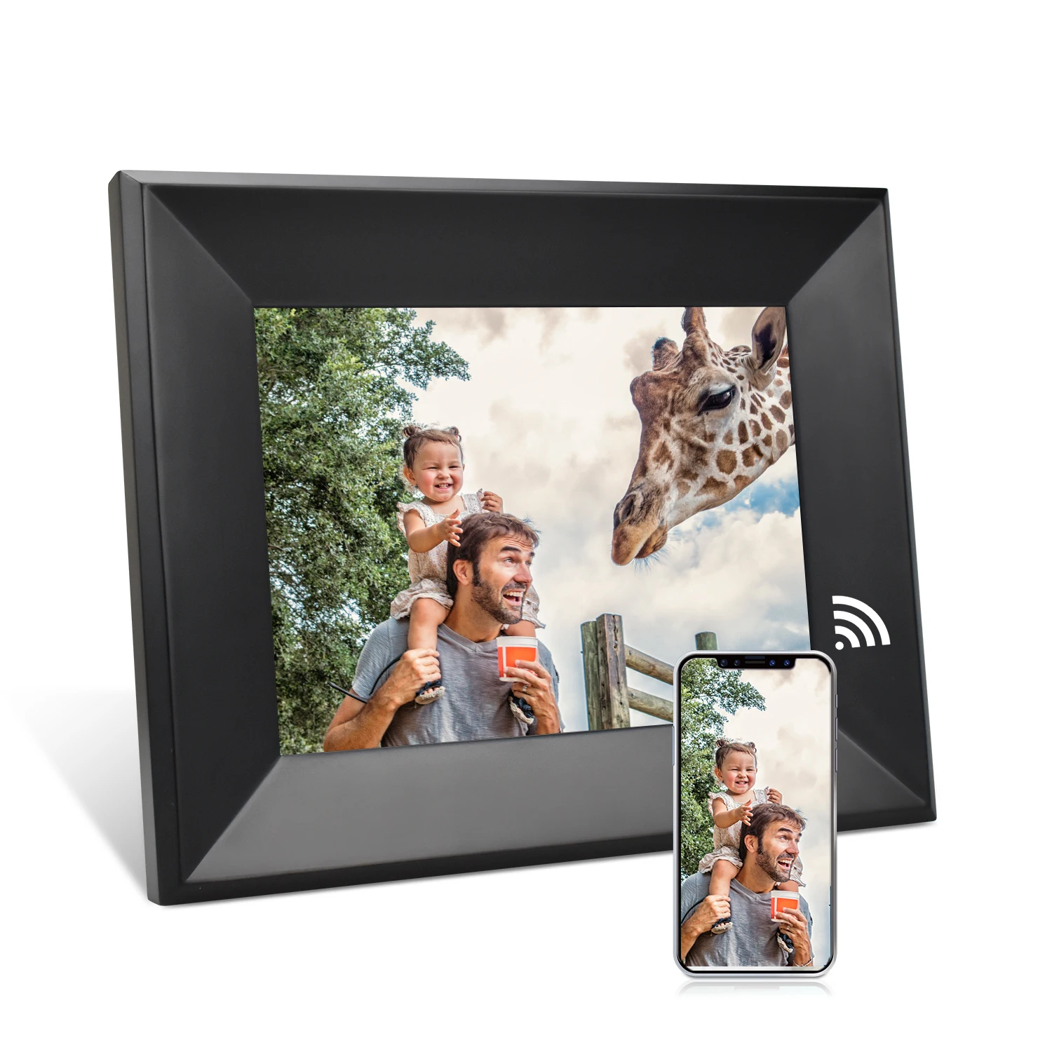 

Android Real Wood 8 Inch Cloud WiFi Photo Frame 1024*768, Built-in Memory for Decoration Advertising Playing, Black.white