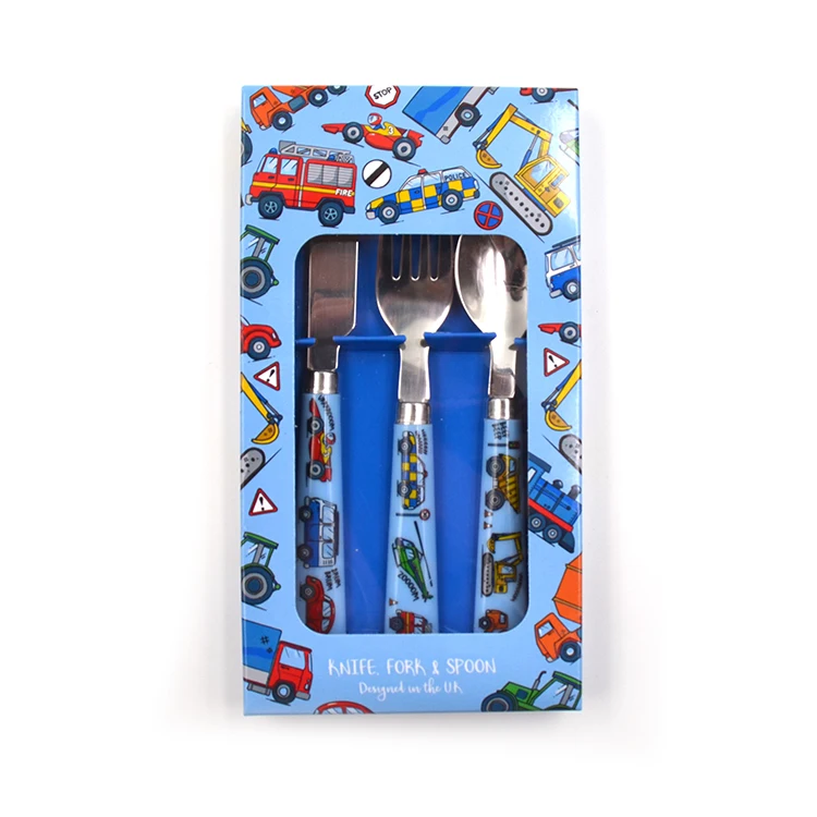 

3pcs plastic handle with stainless steel cutlery baby