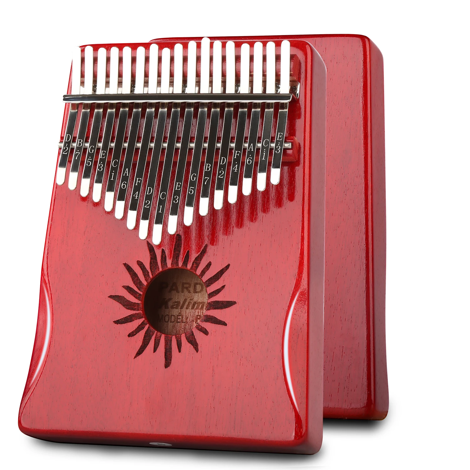 

17-key portable wooden percussion instrument mahogany body kalimba on sale, Red