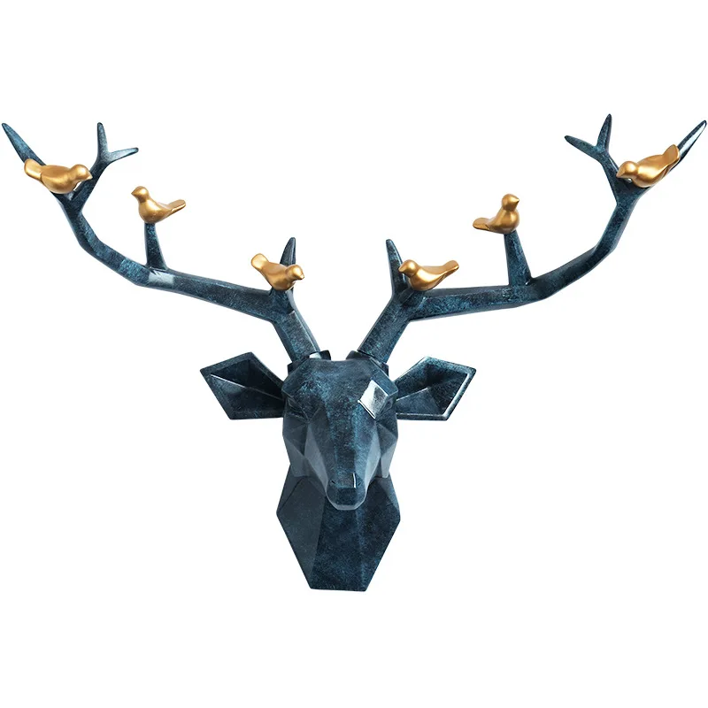 

Factory Direct Wholesale Creative Stereo Animal Head White Wall Mounted Resin Deer Head For Home Living Room Decor, White /black/blue