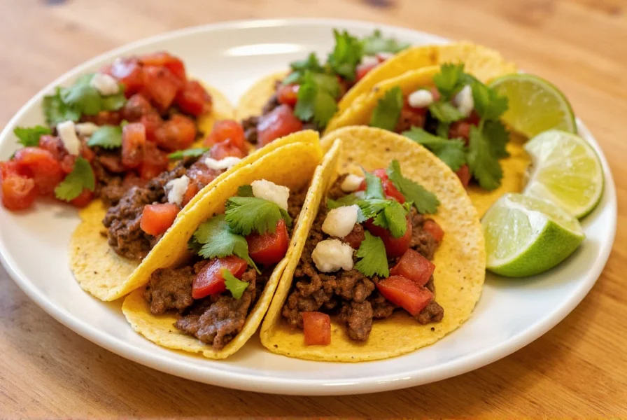 Taco party with colorful ingredients laid out on table