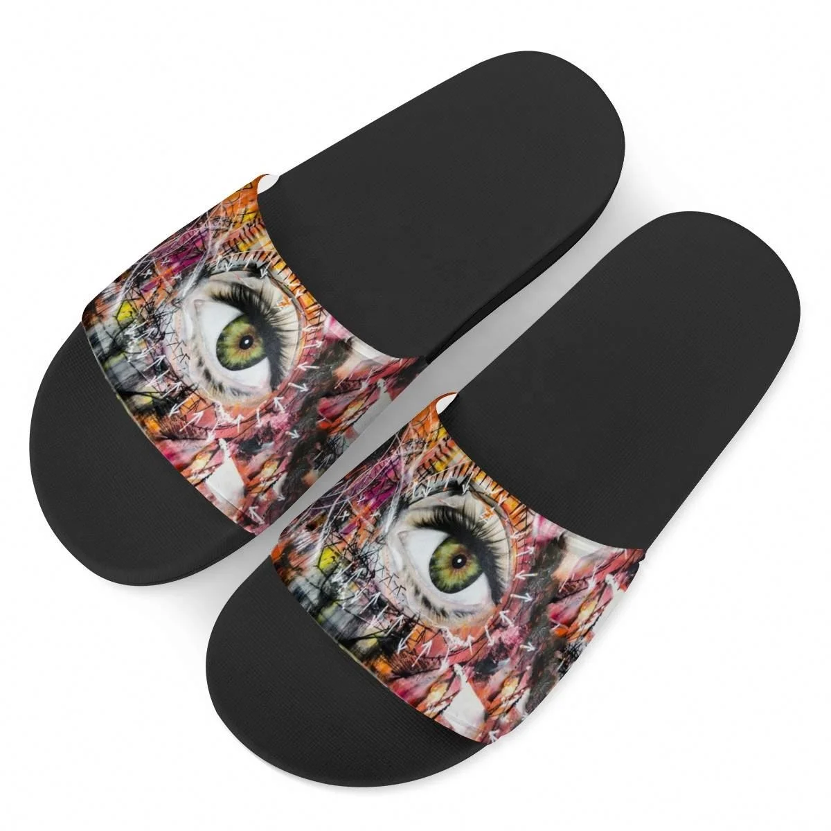 

Big Eyes Graffiti Slippers Custom Light Outdoor Sandals Woman Non-Slip Beach Shoes Men Platform Flip Flops Sandalias De Mujer