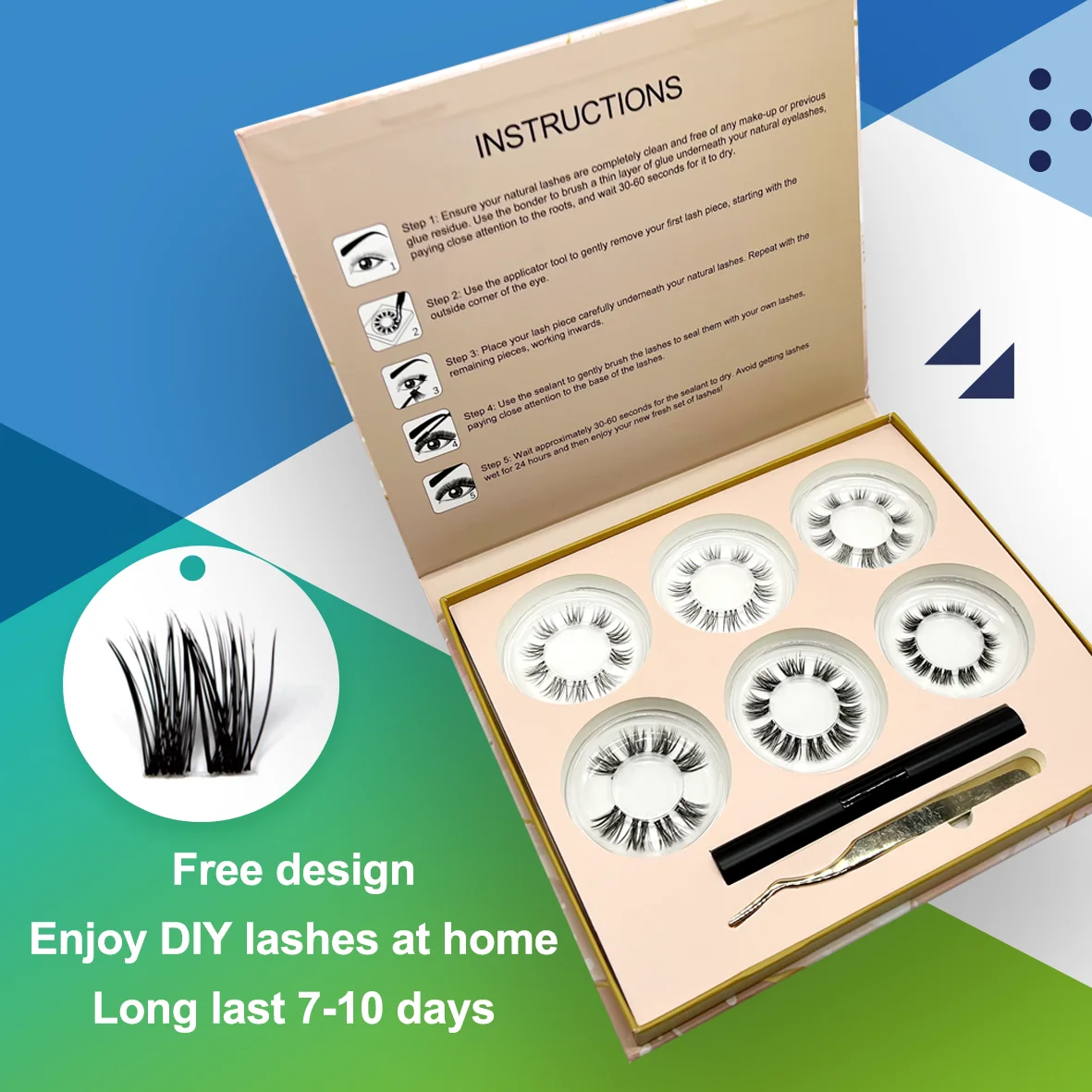 

ZM Lashee Wholesale pre wispy mini segmented eyelashes kits diy segment eyelash extension kit bond seal segmented eyelashes