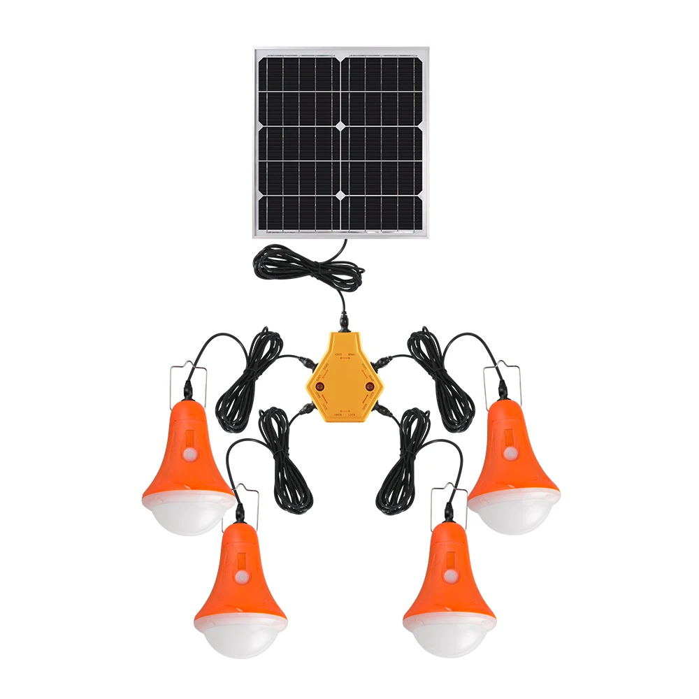 Multi-function Rechargeable LED solar emergency light system for security and camping
