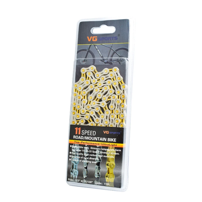

VG Sports 11 22 33 Speed Half Hollow Gold Silver Bicycle Chain for MTB Mountain Road Bike