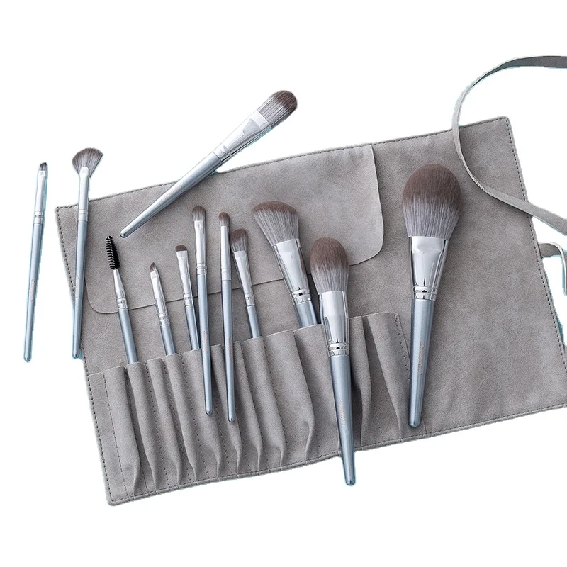 

professional oval natural logo wholesale makeup brushes customized private label cheap candy beauty eye makeup brush set, Gray
